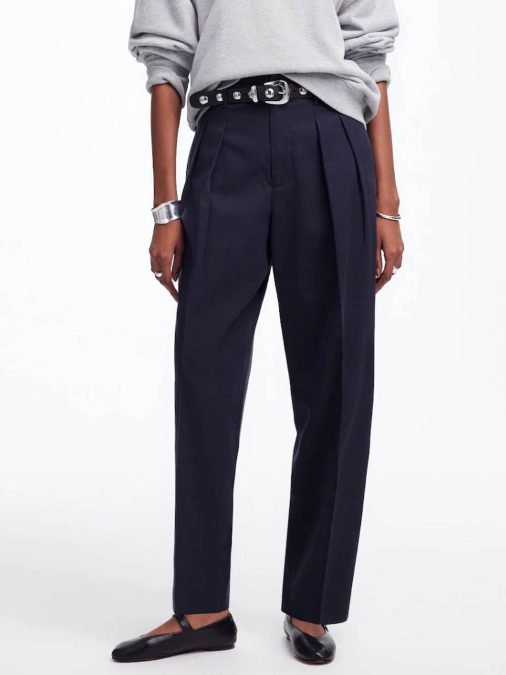 Madewell NWT Pleated Carrot Pants Black Coal Womens Size 2 Pockets Office Chic